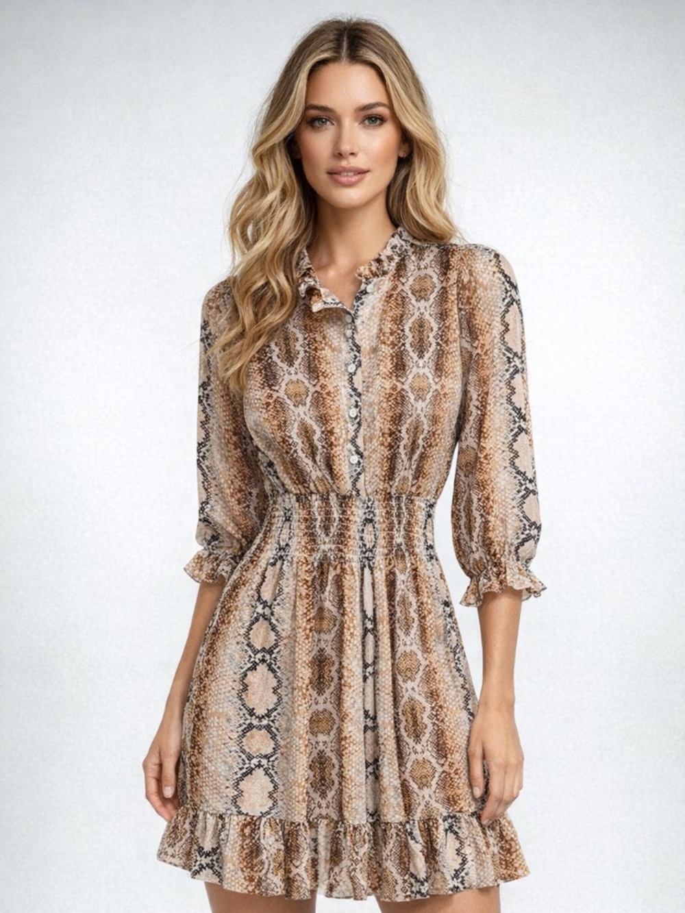 Maje Women’s Designer Snake Print Ruffle Dress Size 1.